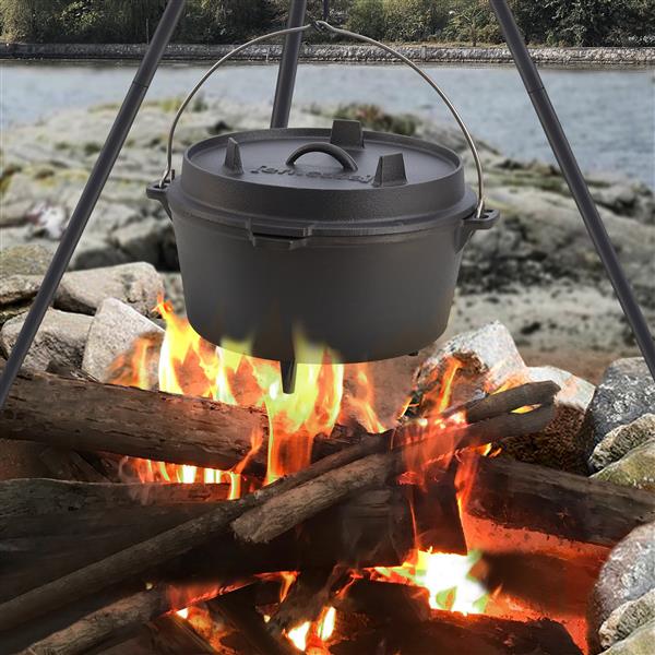 Grote foto en.casa dutch oven enkhuizen met deksel gietijzer zwart 9 l tuin en terras tuingereedschap