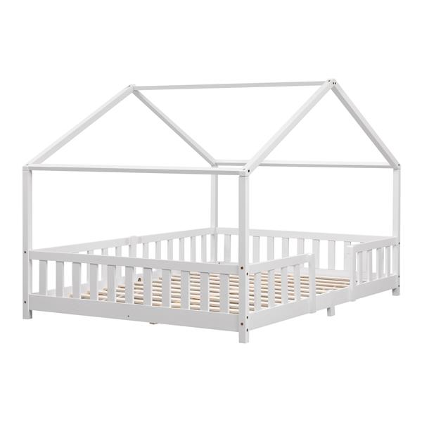 Grote foto en.casa kinderbed treviolo met uitvalbeveiliging 140x200 cm wit mat huis en inrichting overige