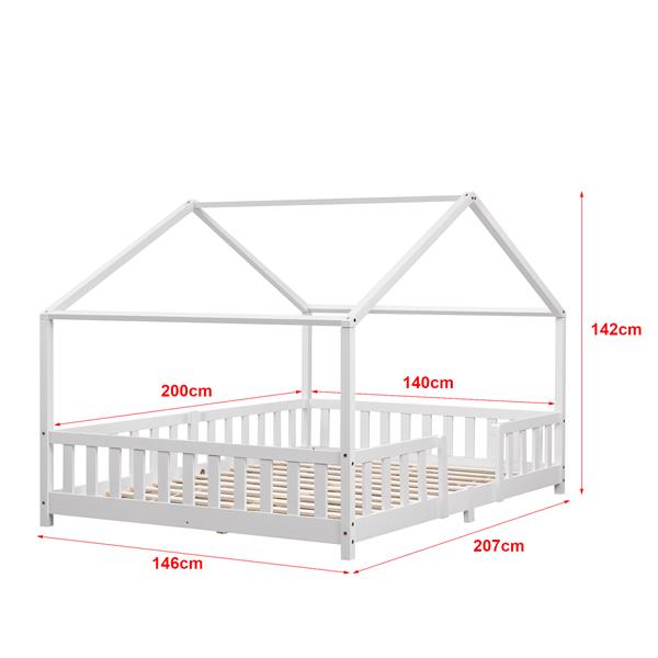 Grote foto en.casa kinderbed treviolo met uitvalbeveiliging 140x200 cm wit mat huis en inrichting overige