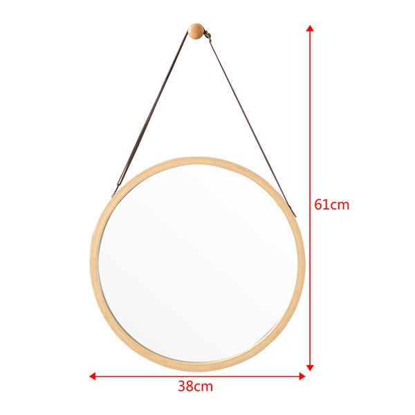 Grote foto en.casa passpiegel bykle bamboe hangend rond 38 cm houtkleurig huis en inrichting woningdecoratie