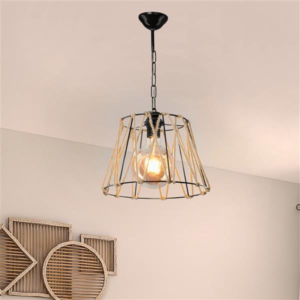 Grote foto lux.pro hanglamp harrogate e27 zwart en jute huis en inrichting overige