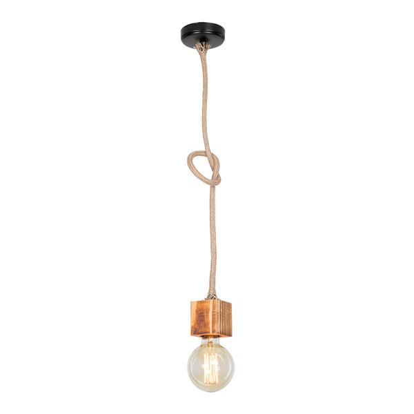 Grote foto lux.pro hanglamp corby e27 zwart houtkleurig en jute huis en inrichting overige