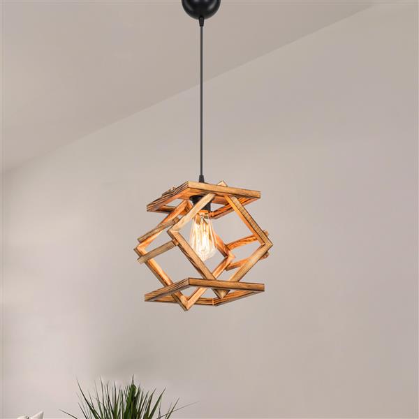 Grote foto lux.pro hanglamp dudley e27 zwart en houtkleurig huis en inrichting overige