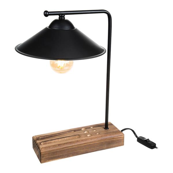 Grote foto lux.pro tafellamp bureaulamp folkestone e27 zwart en houtkleurig huis en inrichting tafellampen