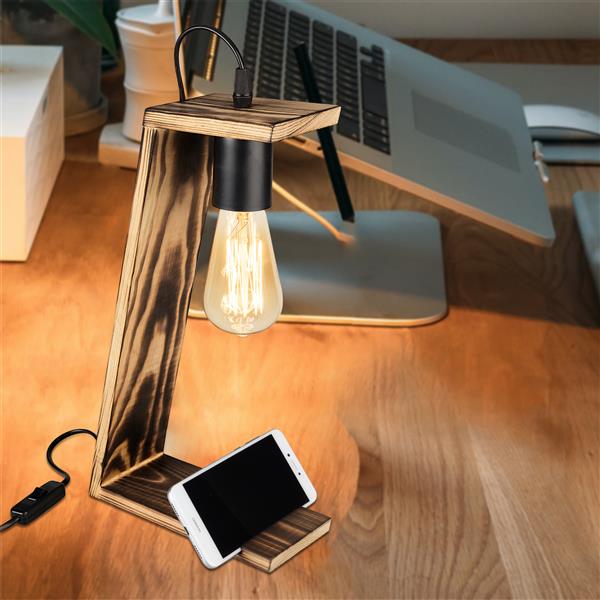 Grote foto lux.pro tafellamp bureaulamp gillingham e27 zwart en houtkleurig huis en inrichting tafellampen