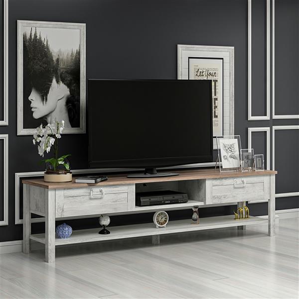 Grote foto en.casa tv meubel hash j eiken 161x35 5x42 cm wit antiek en eiken huis en inrichting overige