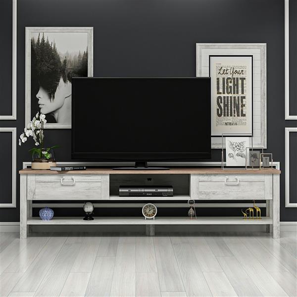 Grote foto en.casa tv meubel hash j eiken 161x35 5x42 cm wit antiek en eiken huis en inrichting overige