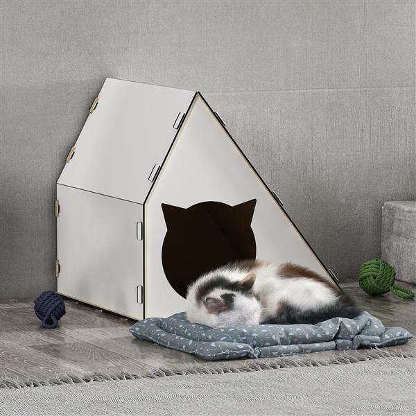 Grote foto en.casa kattenhuis lani 40x42x40 cm wit dieren en toebehoren toebehoren