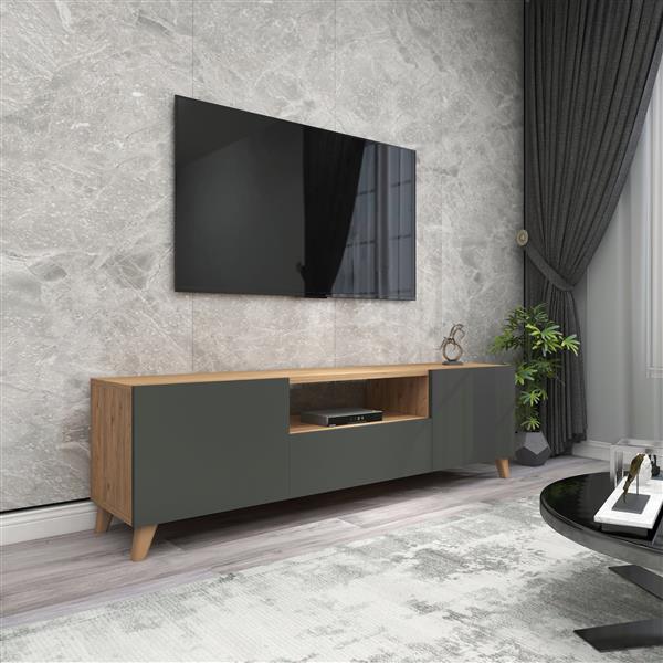 Grote foto en.casa tv meubel torsby 46x140x30 cm eiken en antraciet huis en inrichting overige