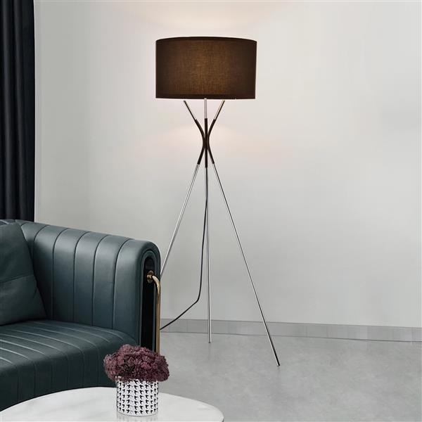 Grote foto lux.pro staande lamp athlone 145 cm zilverkleurig en zwart huis en inrichting overige