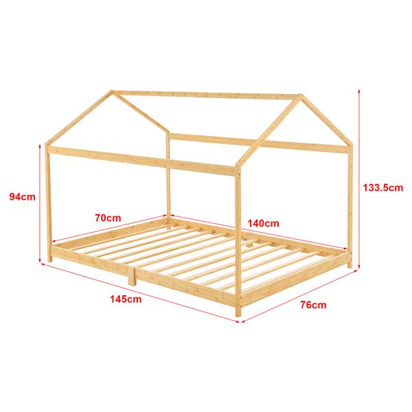 Grote foto en.casa kinderbed vindafjord huisbed bamboe houtkleurig 70x140 cm huis en inrichting overige