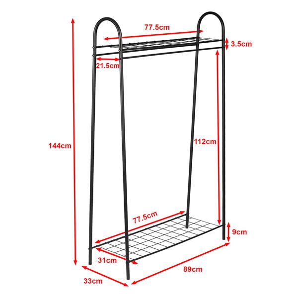 Grote foto en.casa kledingrek hvorslev met 2 planken 144 5x89x32 5 cm zwart huis en inrichting woningdecoratie