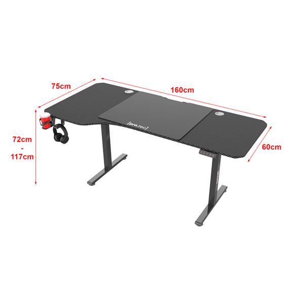 Grote foto pro.tec game bureau virolahti zit sta elektrisch 160x60 75 cm zwart huis en inrichting stoelen