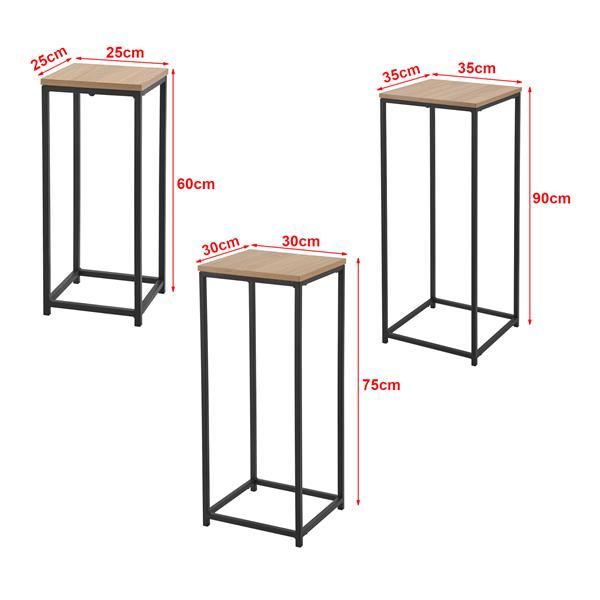 Grote foto en.casa bijzettafel kontiolahti set van 3 zwart mat en houtkleurig huis en inrichting eettafels