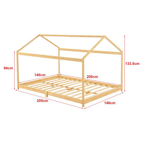 Grote foto neu.haus kinderbed vindafjord huisbed met matras bamboe 140x200 cm huis en inrichting overige