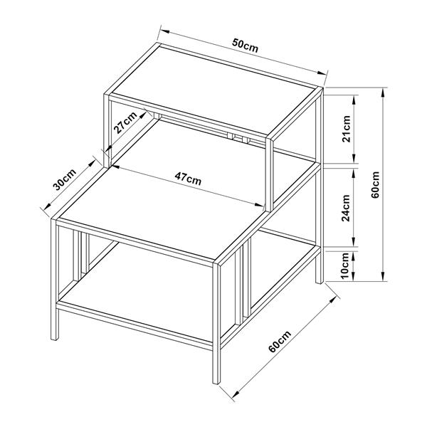 Grote foto en.casa bijzettafel kumlinge met plank staal 60x60x50 cm zwart huis en inrichting eettafels