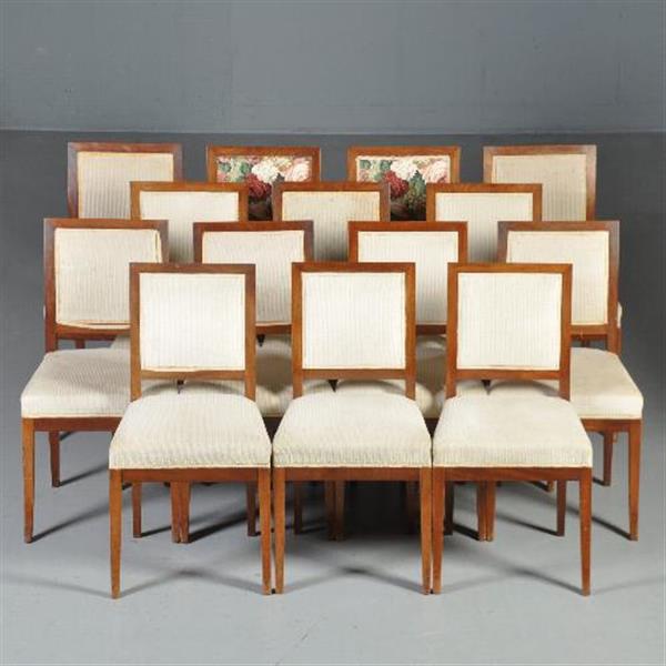 Grote foto antieke stoelen stel van 14 strakke mahonie eetkamerstoelen stoelen ca. 1880 incl bekleding naar w antiek en kunst stoelen en banken