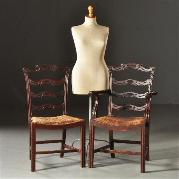 Grote foto antieke stoelen stel van 8 mahonie ladderbacks vm norman stacey 1910 bekleding naar wens no.481 antiek en kunst stoelen en banken
