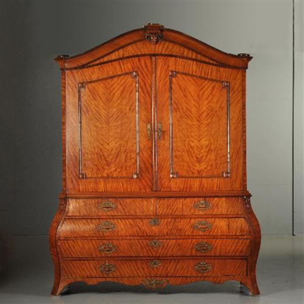 Grote foto antieke kast satijnhouten hollands kabinet ca. 1775 no.511854 antiek en kunst stoelen en banken