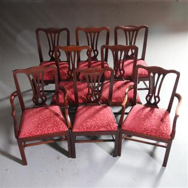 Grote foto stel van 8 solide massiefmahonie eetkamerstoelen ca. 1875 2 met armleuningen no.550747 antiek en kunst stoelen en banken