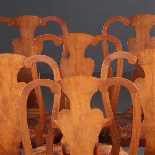 Grote foto antieke stoelen stel van 8 eetkamerstoelen 2 met armleuningen ca. 1920 prijs incl bekleding naar antiek en kunst stoelen en banken