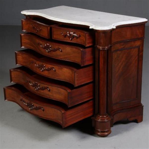 Grote foto antieke kasten orgelgebogen commode mat wit marmer ca. 1870 zeer rijk uitgevoerd meubel no.70096 antiek en kunst stoelen en banken