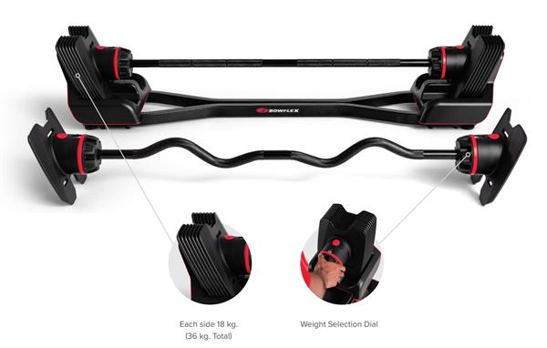 Grote foto bowflex selecttech 2080 barbell en curlbar 9 36 kg sport en fitness fitness