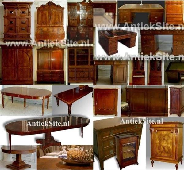Grote foto antieke kast zeer klein hollands kabinet biedermeier ca. 1820 in mahonie no.770345 antiek en kunst stoelen en banken