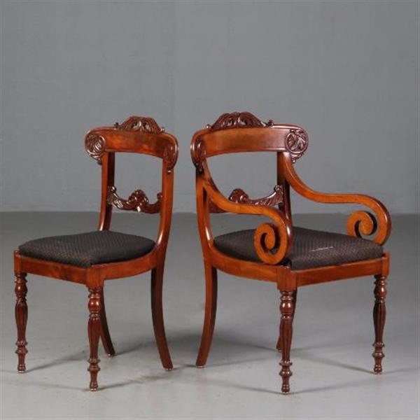 Grote foto antieke stoelen stel van 6 eetkamerstoelen 1 armstoel ca. 1835 incl. bekleding naar wens no.7 antiek en kunst stoelen en banken