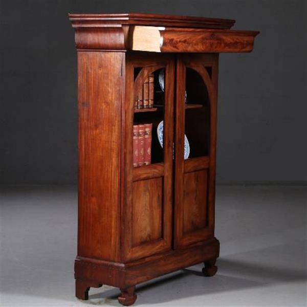Grote foto antieke kasten kleine vroeg biedermeier tweedeurs boekenkast met uitneembare bespanning ca. 1825 antiek en kunst stoelen en banken