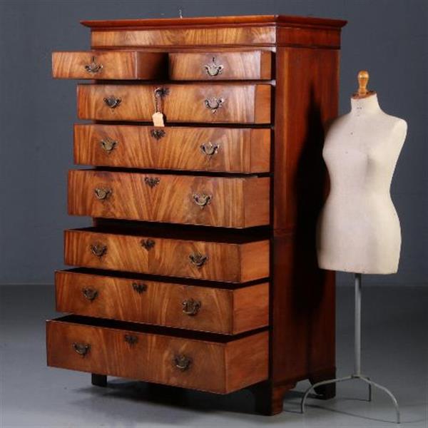 Grote foto antieke ladenkasten chest on chest tallboy ca. 1790 in mahonie met geheim compartiment no.8203 antiek en kunst stoelen en banken