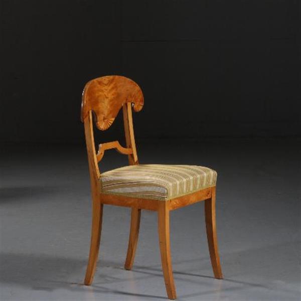 Grote foto antieke stoelen stel van 6 blonde biedermeier stoelen in berkenwortel incl. stof naar keus no.841 antiek en kunst stoelen en banken