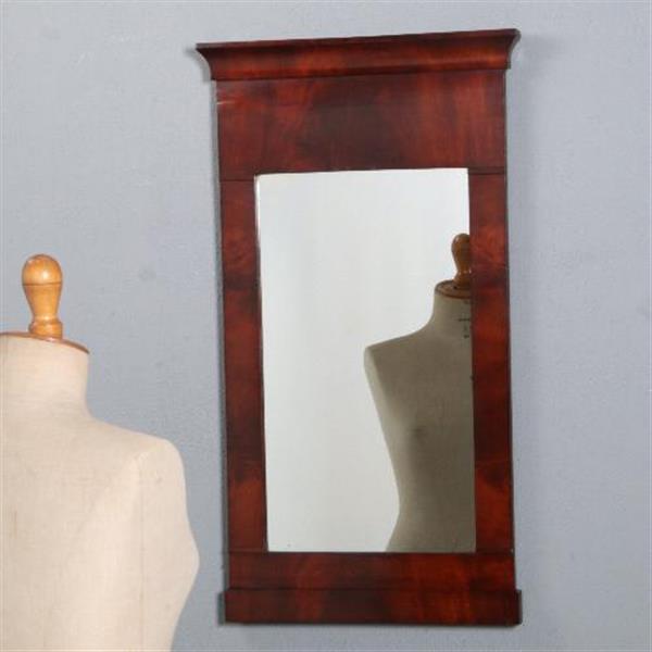 Grote foto antieke spiegels strakke biedermeier spiegel in donker bloemmahonie 1830 no.851030 antiek en kunst spiegels