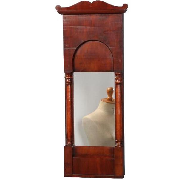 Grote foto antieke spiegels biedermeier spiegel getoogd en met zuiltjes in donker bloemmahonie 1830 no.8510 antiek en kunst spiegels