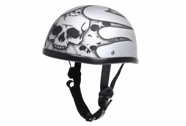 Grote foto burning skull mat zilver helm outlet motoren kleding
