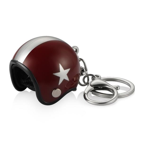 Grote foto sleutelhanger jethelm bordeaux rood met zilveren ster motoren kleding