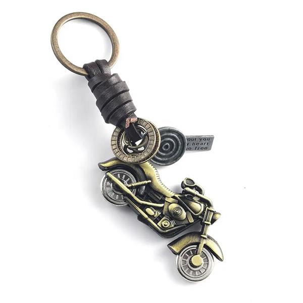 Grote foto sleutelhanger gouden biker motoren kleding