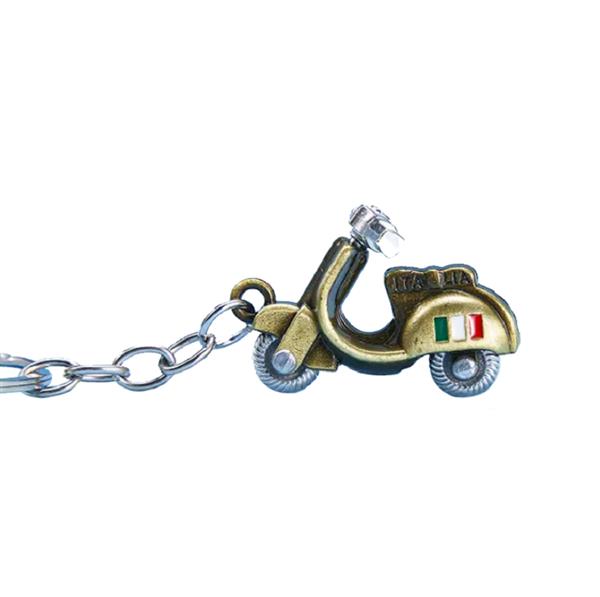 Grote foto sleutelhanger italiaanse gouden scooter motoren kleding