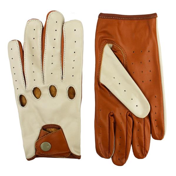 Grote foto driving leren handschoenen cognac beige motoren kleding