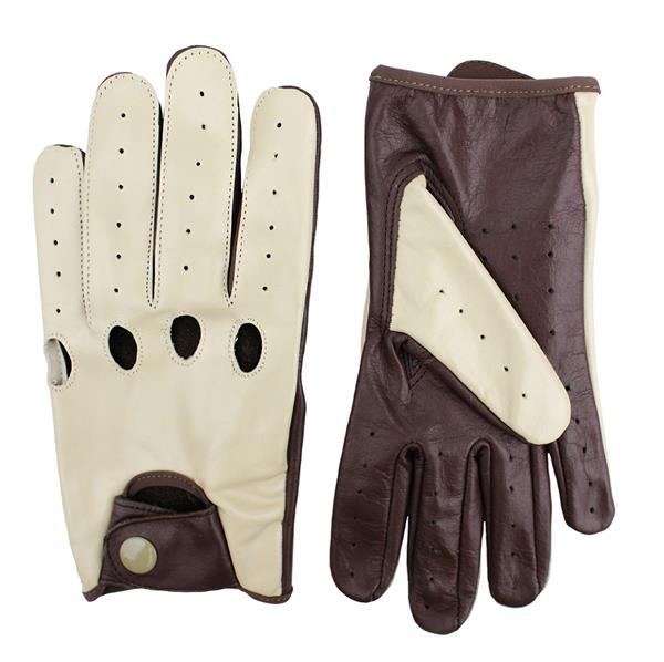 Grote foto driving leren handschoenen bruin beige motoren kleding