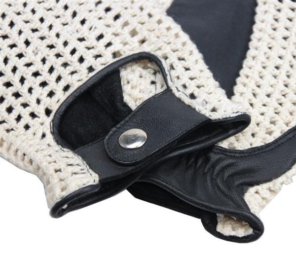 Grote foto swift vintage crochet leren handschoenen zwart motoren kleding