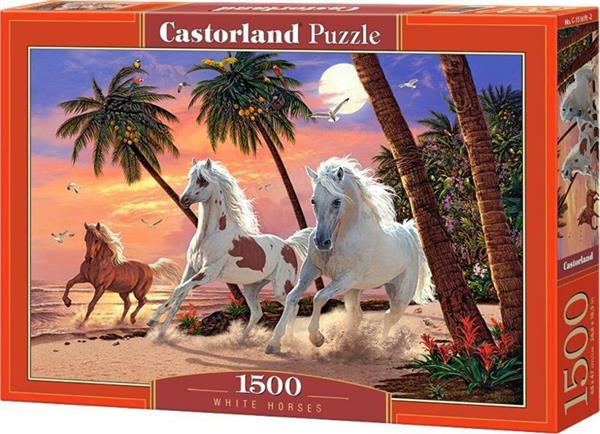 Grote foto witte paarden white horses castorland c 151692 2 kinderen en baby puzzels
