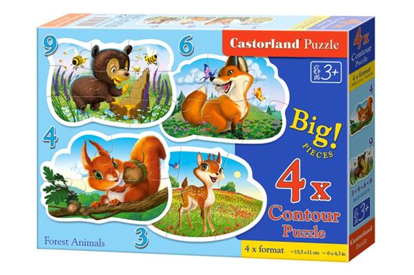 Grote foto 4 delige puzzel set dieren in het bos castorland b 005079 kinderen en baby puzzels