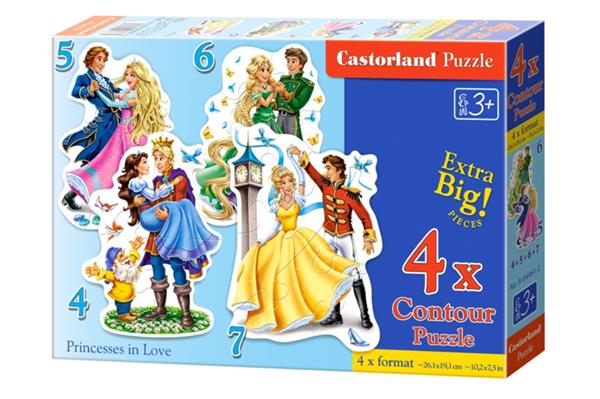 Grote foto 4 delige puzzel set verliefde prinsessen castorland b 04461 2 kinderen en baby puzzels