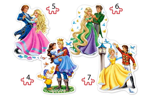 Grote foto 4 delige puzzel set verliefde prinsessen castorland b 04461 2 kinderen en baby puzzels