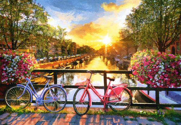 Grote foto picturesque amsterdam with bicycles pittoresk amsterdam met fietsen castorland c 104536 kinderen en baby puzzels