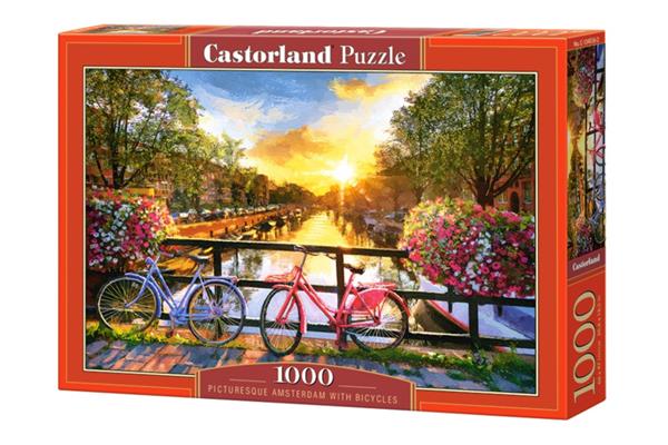 Grote foto picturesque amsterdam with bicycles pittoresk amsterdam met fietsen castorland c 104536 kinderen en baby puzzels