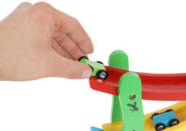 Grote foto houten racebaan kinderen en baby los speelgoed
