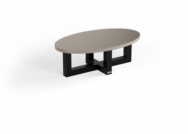 Grote foto ovale salontafel met kruispoot puuur 100x50cm mdf mat huis en inrichting eettafels