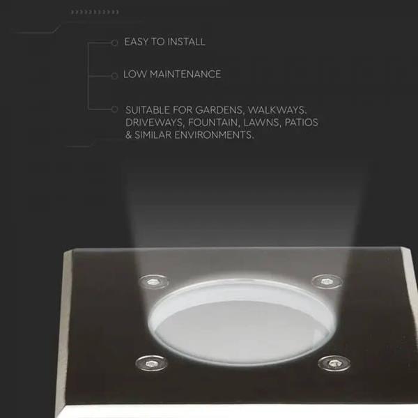 Grote foto grondspot baldo led vierkant rvs gu10 ip65 tuin en terras verlichting